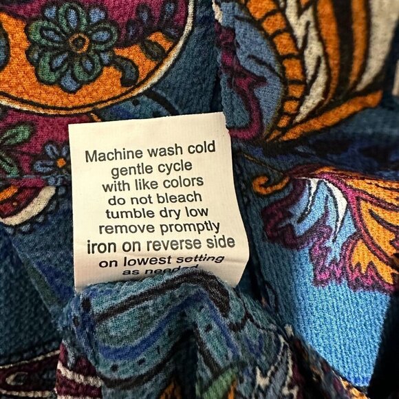 NY‎ Collection Top Size S Teal Printed Half Zip Utility Classic Blouse NWT - Picture 7 of 7